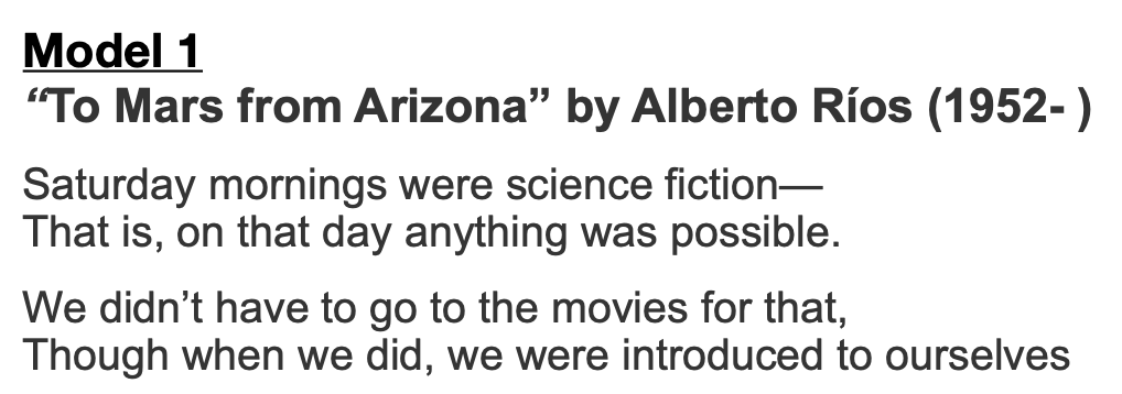 ToC Image: Opening Lines of "To Mars from Arizona"